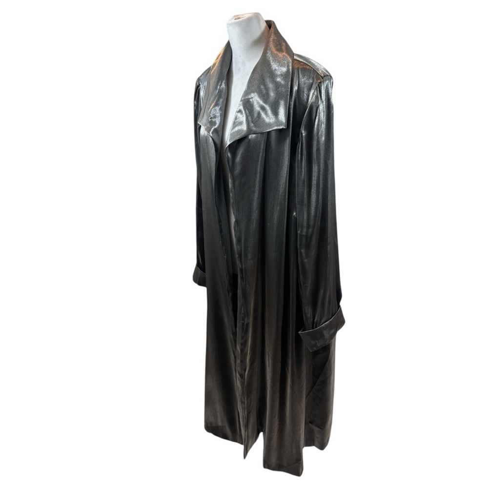 Ladies Vintage Onyx Nite Long Silver‎ Collared Jacket Size Large
